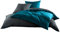Mako Satin Baumwollsatin Wende Bettwäsche Garnitur - viele Farben und Größen (anthrazit - Petrolblau, 1x 240x220 + 2X 80x80 cm)