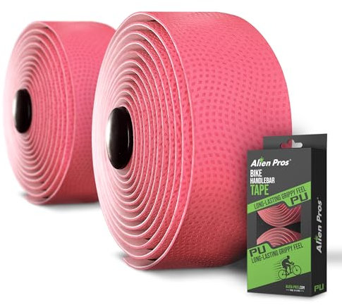 Alien Pros Ruban de Guidon de Vélo Matière PU (Lot de 2) Rose - Améliorez la Prise en Main de Votre Vélo Grâce à ce Ruban de Guidon de Vélo - Recouvrez Votre Vélo pour Une Conduite Confortable