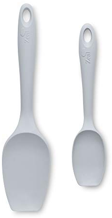 Zeal JSET1S Cuchara de espátula de Silicona Antiadherente Grande y pequeña, Color Gris francés