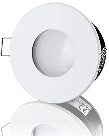 lambado® LED Spots Flach für Badezimmer IP65 in Weiss - Moderne Deckenstrahler/Einbaustrahler für Außen inkl. 230V 5W Strahler warmweiß dimmbar - Hell & Sparsam