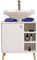 Etnicart Meuble sous lavabo pour Salle de Bain 62 (L) x32x67, Meuble sous évier pour Cuisine en Bois, avec Porte pour étagères Blanches sur Pieds Vintage