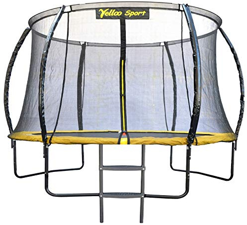 YELLOO YelloooSport Trampolin Elastisch Garten Salta Kinder Ø 250 310 370 cm CE TÜV-GS-zertifiziert Hohe Qualität Gelb, 310