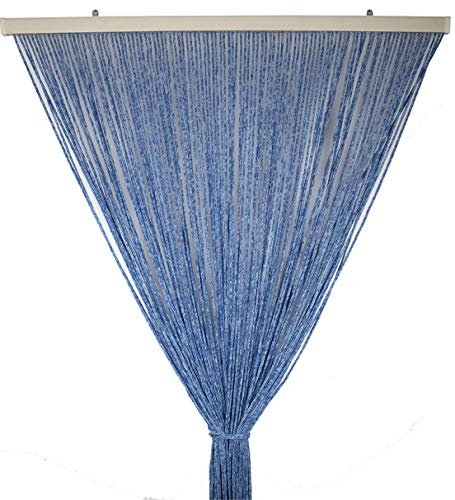 Tata Home Tenda Antimosche per Porta Finestra Moschiera a Pannello Modello Gabry in Corda di Poliestere Resistente Misura 140 x 230 cm Colore Blu
