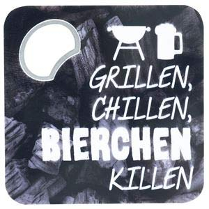 GRUSS & CO Sheepworld, 46516 - Untersetzer, mit Flaschenöffner, Grillen, Chillen, Bierchen Killen, Plastik, 9,5cm x 9,5cm