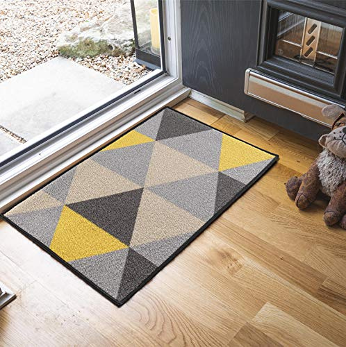 Havana Washable Non-Slip Kitchen Floor Mat, Triangle, Dark Gold, 120x160cm