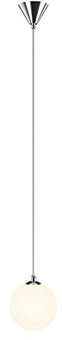 BAKAJI Lámpara colgante portalámparas de bola de cristal mate soporte de metal cromado diseño moderno casquillo E27 bombilla máx. 40 W iluminación decoración casa (15 cm)