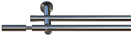 tilldekor Gardinenstange Inka 2, Edelstahl-Optik, 16 mm Durchmesser, auf Maß 350 cm inkl. Trägern und Endstücken