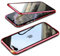 MOSSTAR Hülle für iPhone SE 2022/iPhone SE 2020/iPhone 8 4.7'', Magnetische Handyhülle 360 Grad Full Body Vorne hinten Gehärtetes Glas Schutzhülle Einteiliges Ultra Dünn Flip Transparente Cover,Rot