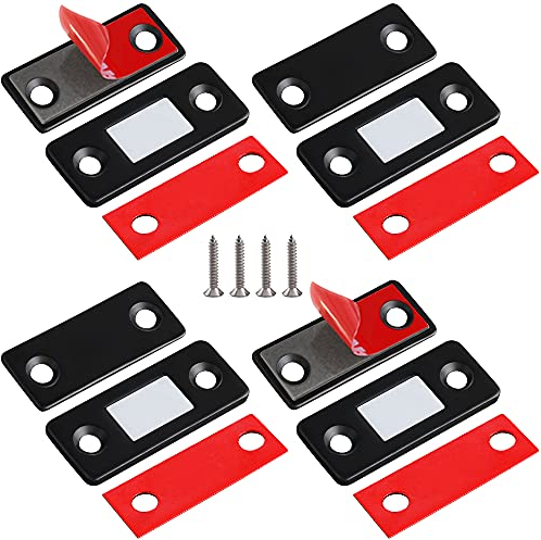 Door Magnets Jiayi 4 Pack Ultra Thin Cabinet Magnetic Door Catch Drawer Magnet Stainless Steel Magnetic Cabinet Latches Hardware for Sliding Door Window Kitchen Closet Cupboard Closure Door Closer