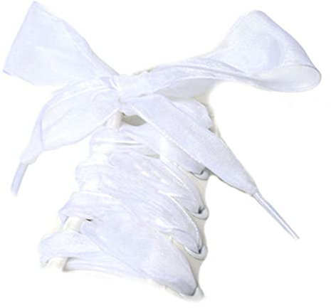 GIVBRO Zapatos Cordones Satén Cintas de Gasa Cordones Planos Anchos Cuerdas de Organza para Niños Adultos Zapatillas Zapatos Blanco, 130cm