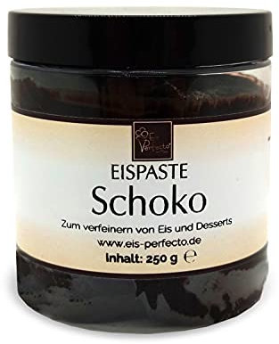 Schoko Eispaste zum Verfeinern von leckerem Eis, Desserts, Getränke, Pralinen Torten Kuchen und vielem mehr. Einfache und schnelle Anwendung. Inhalt 250 g