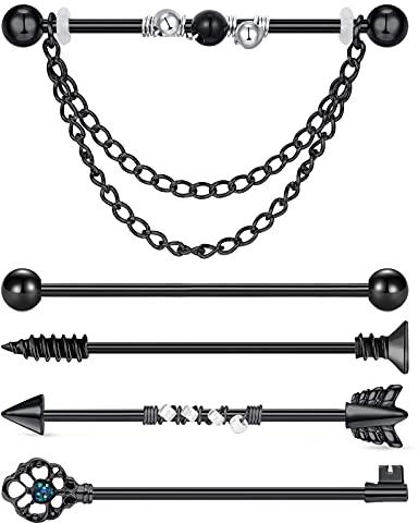 D.Bella Industrial Piercing Barbell Knorpel Helix Daith Tragus Ohrringe Doppelringe Septum Augenbraue Lippe Medusa Piercing Stud, Edelstahl
