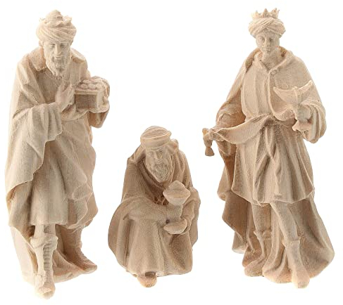 DREI Heiligen Könige aus Holz für 10 cm hohe Raffaello-Krippe, Grödnertal