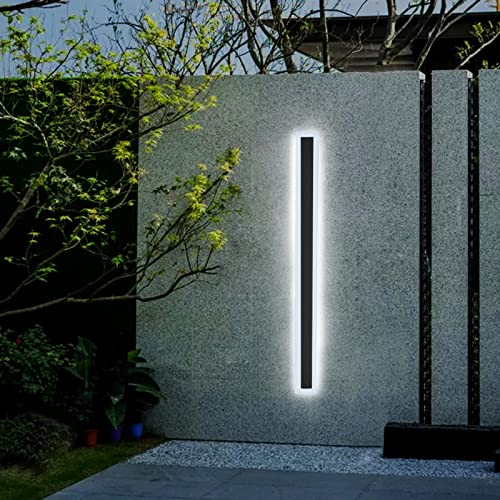 VOMI Außenlampe Wand Schwarz LED Wandleuchte Aussen IP65 Kaltweiss 6000K Lang Lichtleiste Wandlampe Innen Wandbeleuchtung Badezimmer Treppen Außenwände Gärten Lampe Terrassen Flur Spiegelleuchte,150cm