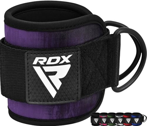 RDX Ankle Straps for Cable Machines – 7MM Neoprene Padded 10x4 Adjustable Gym Cuffs with Dual D-Rings – Weight Attachments for Wrist Glutes Leg Kickbacks Hip Abduction Strength Workouts – Men Women