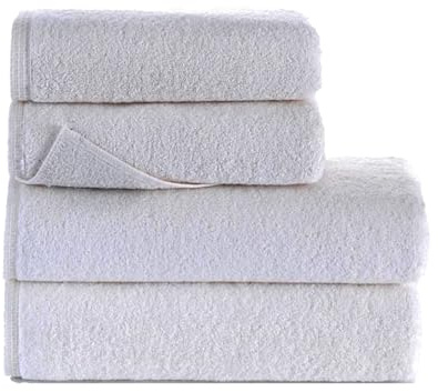 Ahsen Professional 4er Set Handtücher – 2X 50x100 cm & 2X 70x140 cm – 100% Baumwolle – Weich & Saugfähig – Ideal für Bad & Gäste (Cream (600gsm))