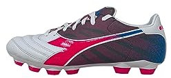 Diadora Brasil Elite Veloce GR LPU, Scarpe da Calcio Uomo, Wht/Pink Fluo/Blue Fluo, 47 EU