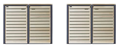 Mülltonnenbox 240L Mülltonnenverkleidung Mülltonnecontainer Holz mit Rückwand (4 Tonnen Natur-anthrazit (NA))