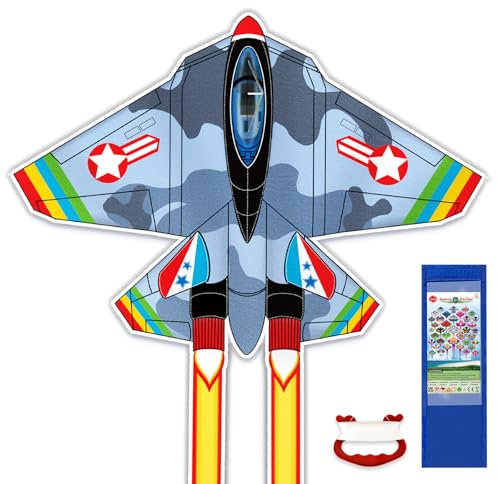 YongnKids Flugzeug Drachen für Kinder und Erwachsene, Strand, Camp, Ausflug, Spiele, Kinderdrachen Einfach zu Fliegen, Outdoor Spiele für Kinder, Lenkdrachen mit Drachenschnur und Geschenktüte