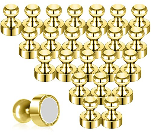 Pack of 24 Gold Fridge Magnets Cute Magnets for Whiteboard Adult Refrigerator Magnets Push Pin Magnets Small Magnets for Office Classroom Home Science Hobbies