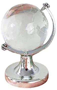 FIYSON Boule de Cristal de Globe du Monde 3D, Mini Globe en Verre Clair Bureau sphère Affichage Carte du Monde Presse-Papier Miniature pour Cadeau de décor de Bureau à Domicile