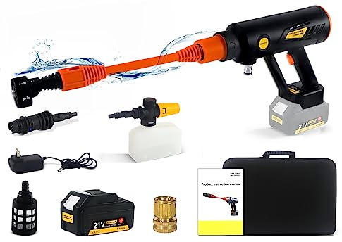 T TOVIA Electric Pressure Washer for MAKITA 18V LXT Battery, 363PSI Handheld Power Washer with Dewalt Battery Converter, 0° & 40° Nozzle for Car/Yards Cleaning (Battery & Charger are not Included)
