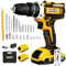 Cordless Drill Driver 21V, Cordless Hammer Drill with 2 Batteries 2.0Ah, 45 Nm Electric Drill, 2-Speed, 25 + 3 Torque, 3/8Chuck, LED Light, 24Pcs Drill Bits for Home and Garden DIY Project