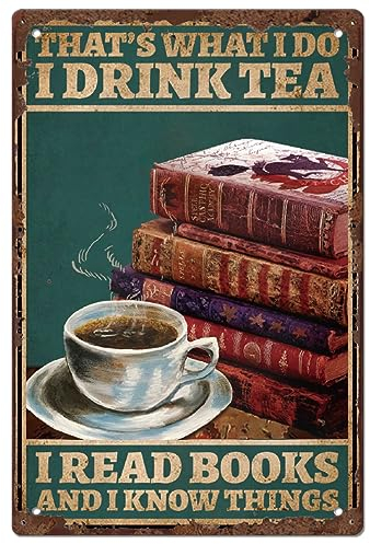 SUPERDANT Buch Kaffee Metallschild Buch Eisen Vintage Schild Kaffee Vintage Deko Blechschild Retro Blechschild Lesen Retro Deko für die Kaffeebar Lesesäle Bibliothek Lesesaal Dekor