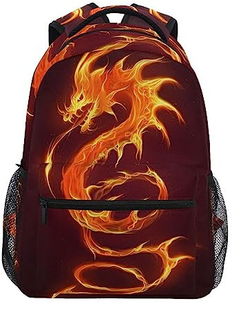 Aotximlat Green Flame Dragon Rucksack für Jungen Mädchen Grundschule Büchertasche Rucksack 20241444, drache, One size