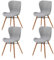 KHG Esszimmerstuhl Polsterstuhl 4er Set Küchenstuhl Skandi Look Hellgrau - Stuhlbeine Holz Eiche Massiv geölt - BHT 47 x 82 x 53 cm - bis 110 kg - ideal für Küche Büro Wohnzimmer