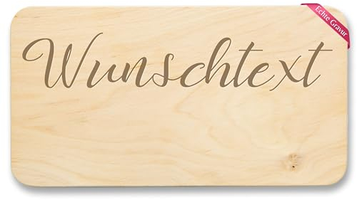 Frühstücksbrettchen Holz Natur - Wunschtext Gravur Personalisiert I Personalisiertes Geschenk - 22x12 - Holz - personalisierte geschenke holzbrettchen zum gravieren selbst gestalten holzgravur