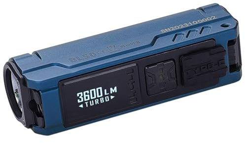 IMALENT BL50 LED Mini Taschenlampe 3600 Lumen, mit Weißer und UV-Licht, OLED-Display, Type-C Aufladbar Tactical Taschenlampen, für Camping, Wandern, Radfahren, Notfälle (Dunkelblau)