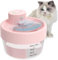 MASBRILL Fontaine a Eau Chat sans Fil, 1L Distributeur Eau pour Chat et Chien avec Detecteur de Mouvement, Super Silencieuse Fontaine Eau Chat Capteur Automatique, 3 Modes de Travail, Rose