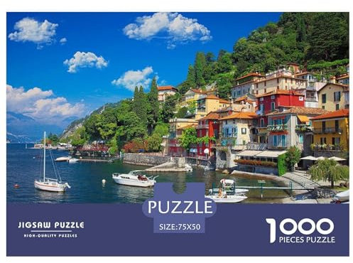 1000-teiliges Puzzle für Erwachsene, Comer See, Italien, Holzpuzzle, Familienunterhaltungsspielzeug, 1000 Teile (75 x 50 cm)