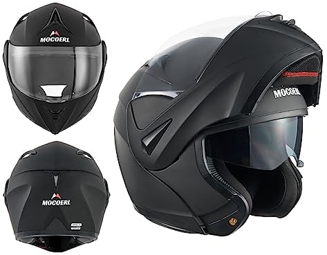 MOCOERL Integralhelm, Motorradhelm ECE Zertifiziert - Maximale Verkehrssicherheit, Robuster & Leiser Motorrad Helm, Kinn & Kopf Belüftung, Ratschenverschluss, Klares Visier