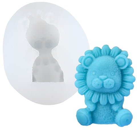 XIAOSHUI Molde de silicona 3D con diseño de león de dibujos animados, moldes de yeso de resina animal para hacer velas, resina, aromaterapia, yeso, cera, jabón, arcilla y manualidades
