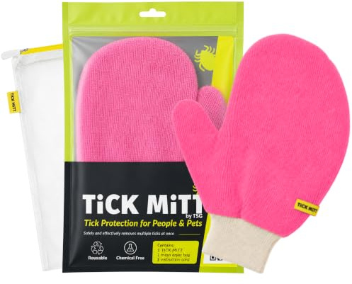TiCK MiTT Pink Tick Removal Glove for Pets & People: Gently Remove Ticks with Ease - Chemical-Free, Durable, Portable Tick Management Tool for Outdoor Adventures & Everyday Use
