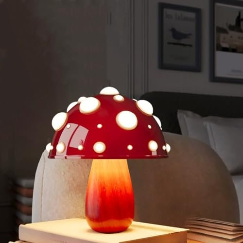Kleine Pilz Lampe, LED Wiederaufladbare Pilz Nachtlampe, Pilzlampe mit Touch-Steuerung für Schlafzimmer, Wohnzimmer, 2 Glühbirnen Inklusive