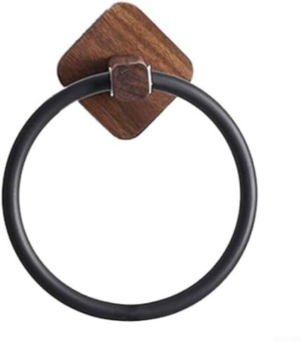 Emiif Porte-serviettes mural en bois pour salle de bain (noir noyer)