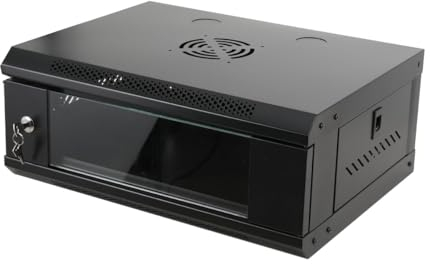 ECUTEE Armario para servidores 4U, montaje en pared, 550 × 400 × 210 mm (W×D × H) capacidad de carga 60 kg, panel frontal de cristal