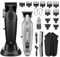 KEMEI Tondeuse à cheveux et tondeuse professionnelle pour coupe de cheveux, tondeuse électrique rechargeable pour homme, kit de toilettage T-Blade avec 11 peignes de guidage pour la famille