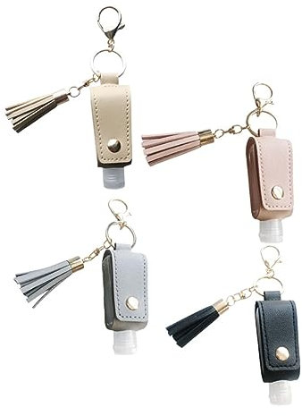 Gogogmee Reiseflasche Schlüsselanhänger 4 Stück Dekorativer Leerer Flaschen-schlüsselring Lederhalter