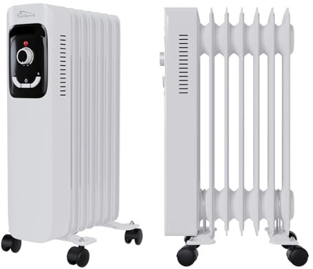 Tronitechnik® Ölradiator TT-OR 207 Elektroheizung Öl-Heizung Radiator 3 Heizstufen 7 Rippen Elektrischer Heizkörper Energiesparend Thermostat Überhitzungsschutz Heizgerät