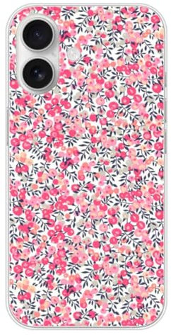 1001coques Coque de Téléphone Compatible pour Apple iPhone 16, Design Liberty Wiltshire Rose, Imprimée en France, Étui Souple en Silicone, Housse de Protection.