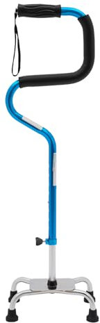 Anmutiger Vierfuß Spazierstock Gehstock, Gehstock mit Ergonomischem Griff, Verstellbare Gehstöcke, Gehhilfe, Gehstock, Anwendbare Höhe 1.5-1.85m (Blau)