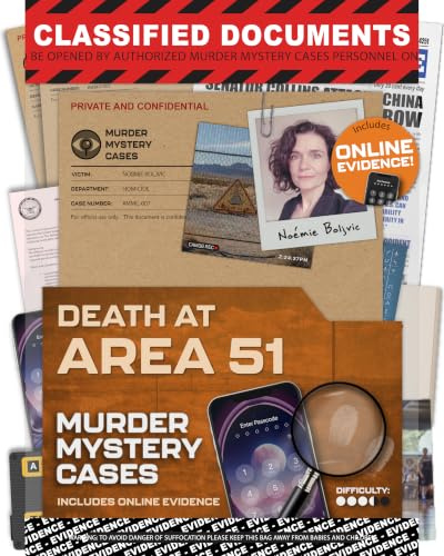 MMC Death at Area 51, Mord-Mystery-Spiel für Erwachsene & Jugendliche | 47 Evidence Pieces, 150 Min Gameplay Perfekt für Date-Nächte, Solo-Spiele und wahre Kriminal-Fanversammlungen.