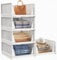 SIMPDIY Storage Baskets Wardrobe Storage Organiser, 5 Pack Folding Storage Boxes, Stackable Storage Drawers Clothes Storage, Plastic Cupboard Organiser Shelves Baskets for Bedroom Wardrobe