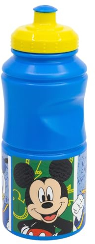 Stor Kinder Trinkflasche Micky Maus 380ml Kunststoff Wiederverwendbar mit Auslaufsicherem Verschluss Rutschfest BPA-frei