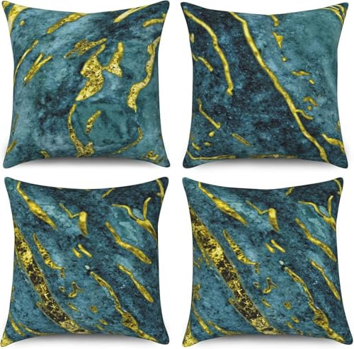HHQGOUYG Kissenbezug 50x50cm 4er Set Outdoor Kissen Dekokissen Weich Kissenhülle Modern Kissenbezüge Nordic Green Kissenhüllen für Sofa Wohnzimmer Balkon Außenbereich Saisonnal Zierkissen R-92