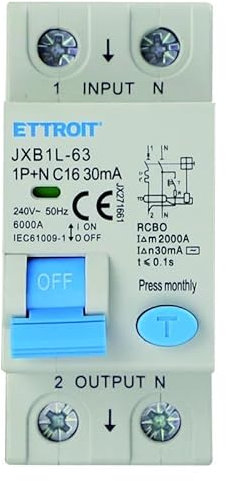 IXTRIMA Interruttore Magnetotermico Differenziale 1P+N 16A 30mA 220V-6KA 2 moduli 30mA per Guida DIN - Protezione Circuiti e Sicurezza Impianti